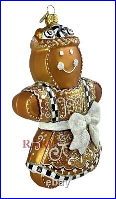 MacKenzie-Childs Farmhouse Gingerbread Girl Glass Ornament Brand New in Box