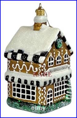 MacKenzie-Childs Gingerbread Farmhouse Glass Ornament Brand New in Box