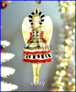 MacKenzie-Childs Glam Up Angel Glass Ornament 7 Tall Brand New in Box