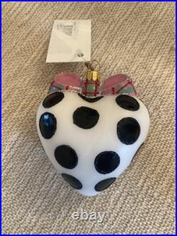 MacKenzie Childs Glass Heart Ornament Granny Kitsch Dor Heart Black White Plaid MacKenzie Childs Glass Heart Ornament Granny Kitsch Dor Heart Black White Plaid