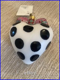 MacKenzie Childs Glass Heart Ornament Granny Kitsch Dor Heart Black White Plaid MacKenzie Childs Glass Heart Ornament Granny Kitsch Dor Heart Black White Plaid