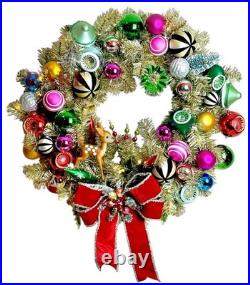 MacKenzie-Childs Granny Kitsch Illuminated Christmas Wreath Ornaments New No Box