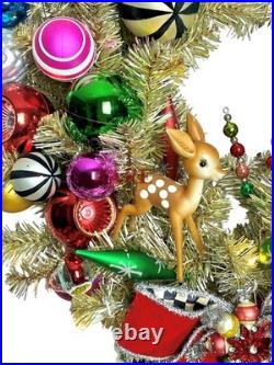 MacKenzie-Childs Granny Kitsch Illuminated Christmas Wreath Ornaments New No Box