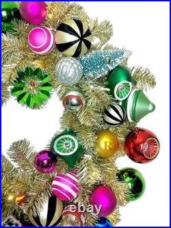 MacKenzie-Childs Granny Kitsch Illuminated Christmas Wreath Ornaments New No Box