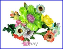 MacKenzie-Childs Green Flower Market 3 Candle Holder Centerpiece New No Box