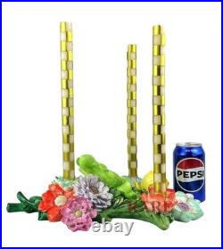 MacKenzie-Childs Green Flower Market 3 Candle Holder Centerpiece New No Box