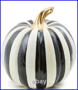 MacKenzie-Childs Harvest Medium Stripe Glossy Pumpkin Decor Color Courtly NEW