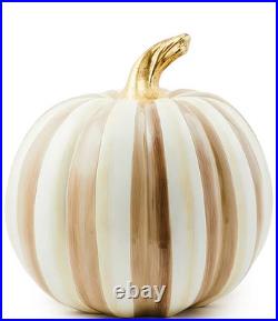 MacKenzie-Childs Harvest Medium Stripe Glossy Pumpkin Decor Color Courtly NEW