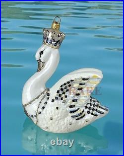 MacKenzie-Childs Her Majesty Swan Glass Ornament 5.5 Tall Brand New in Box
