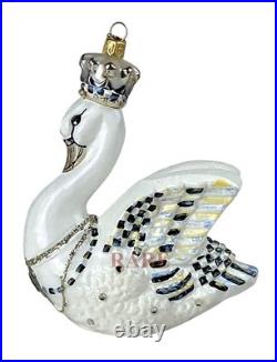 MacKenzie-Childs Her Majesty Swan Glass Ornament 5.5 Tall Brand New in Box