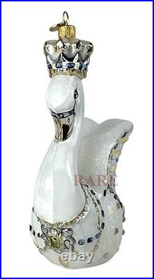 MacKenzie-Childs Her Majesty Swan Glass Ornament 5.5 Tall Brand New in Box