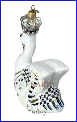 MacKenzie-Childs Her Majesty Swan Glass Ornament 5.5 Tall Brand New in Box