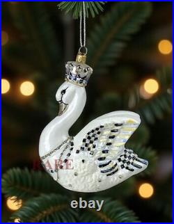 MacKenzie-Childs Her Majesty Swan Glass Ornament 5.5 Tall Brand New in Box