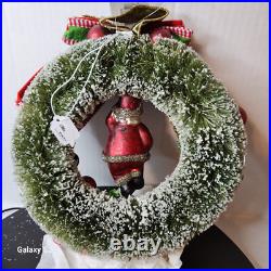MacKenzie-Childs JOLLY HOLIDAY SANTA BOTTLE BRUSH Courtly Check Wreath 9 NWT
