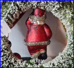 MacKenzie-Childs JOLLY HOLIDAY SANTA BOTTLE BRUSH Courtly Check Wreath 9 NWT