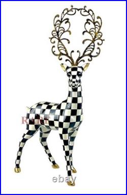 MacKenzie-Childs Large 22 Tall Courtly Check Glam Up Deer Standing New No Box