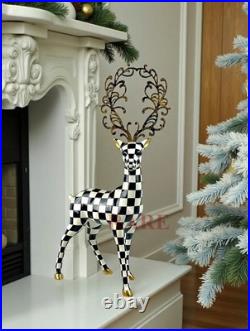 MacKenzie-Childs Large 22 Tall Courtly Check Glam Up Deer Standing New No Box