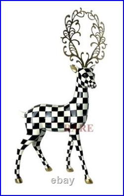 MacKenzie-Childs Large 22 Tall Courtly Check Glam Up Deer Standing New No Box