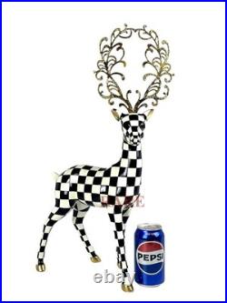 MacKenzie-Childs Large 22 Tall Courtly Check Glam Up Deer Standing New No Box