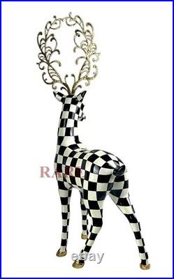 MacKenzie-Childs Large 22 Tall Courtly Check Glam Up Deer Standing New No Box