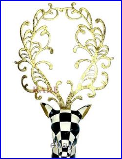 MacKenzie-Childs Large 22 Tall Courtly Check Glam Up Deer Standing New No Box
