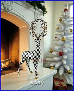 MacKenzie-Childs Large 22 Tall Courtly Check Glam Up Deer Standing New No Box