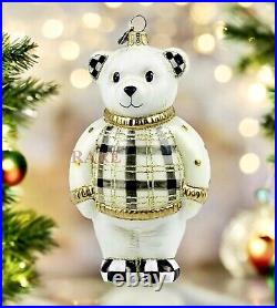 MacKenzie-Childs Polar Bear Glass Ornament Brand New in Box