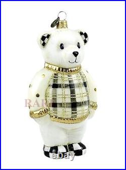 MacKenzie-Childs Polar Bear Glass Ornament Brand New in Box
