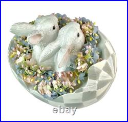 MacKenzie-Childs Sterling Check Peekaboo Egg With Two Bunnies New No Box