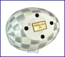 MacKenzie-Childs Sterling Check Peekaboo Egg With Two Bunnies New No Box