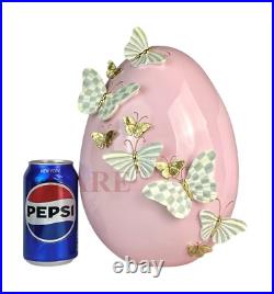 MacKenzie-Childs Touch of Pink Garland Butterfly Egg Sterling Check New No Box
