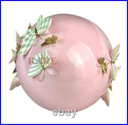 MacKenzie-Childs Touch of Pink Garland Butterfly Egg Sterling Check New No Box