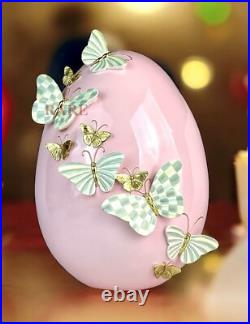 MacKenzie-Childs Touch of Pink Garland Butterfly Egg Sterling Check New No Box