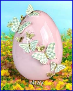 MacKenzie-Childs Touch of Pink Garland Butterfly Egg Sterling Check New No Box