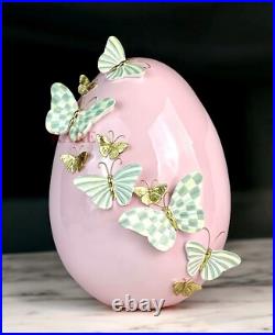 MacKenzie-Childs Touch of Pink Garland Butterfly Egg Sterling Check New No Box