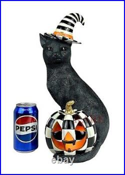 Mackenzie-Childs 15.5 Tall Illuminated Happy Jack Cat & Pumpkin New
