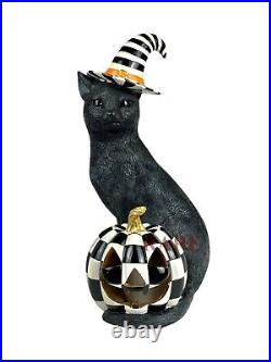 Mackenzie-Childs 15.5 Tall Illuminated Happy Jack Cat & Pumpkin New
