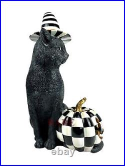 Mackenzie-Childs 15.5 Tall Illuminated Happy Jack Cat & Pumpkin New