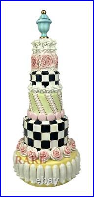 Mackenzie Childs 16.5 Tall Rose Garden Cake Courtly Check New No box