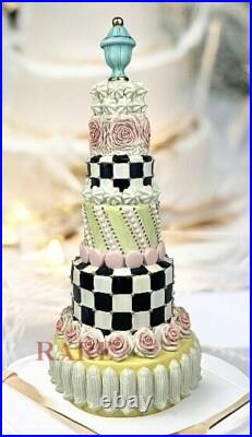 Mackenzie Childs 16.5 Tall Rose Garden Cake Courtly Check New No box
