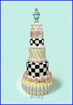Mackenzie Childs 16.5 Tall Rose Garden Cake Courtly Check New No box