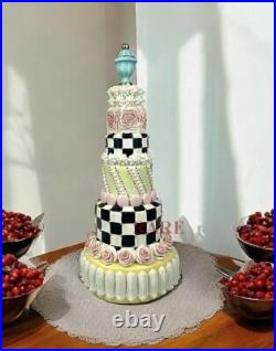 Mackenzie Childs 16.5 Tall Rose Garden Cake Courtly Check New No box