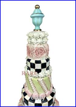 Mackenzie Childs 16.5 Tall Rose Garden Cake Courtly Check New No box