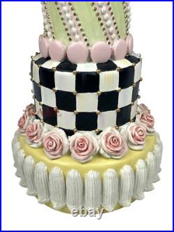 Mackenzie Childs 16.5 Tall Rose Garden Cake Courtly Check New No box