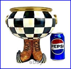 Mackenzie-Childs 9.75 Tall Courtly Check Cauldron Pot Pumpkin New