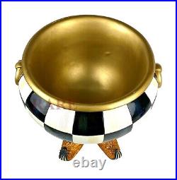 Mackenzie-Childs 9.75 Tall Courtly Check Cauldron Pot Pumpkin New