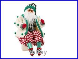 Mackenzie Childs Check It Out Jovial Fabric Santa BRAND NEW