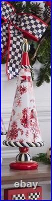 Mackenzie Childs Christmas Cardinal Toile Tree 16H 5.5W NEW in box