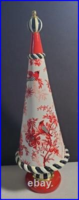 Mackenzie Childs Christmas Cardinal Toile Tree 16H 5.5W NEW in box