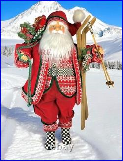 Mackenzie Childs Courtly Check Cozy Christmas Large 30 Santa WithSkis New No Box Mackenzie Childs Courtly Check Cozy Christmas Large 30 Santa WithSkis New No Box